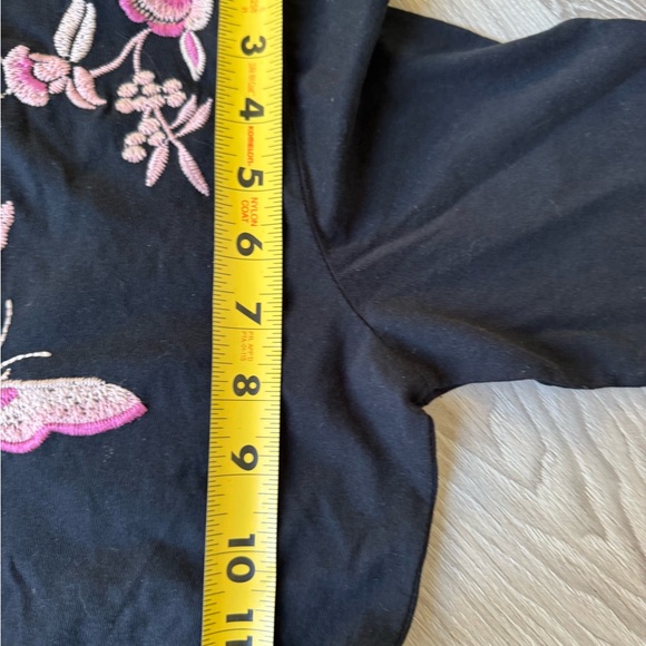 Johnny Was Trapunto V-Neck Rosalyn Black Dress with Pink Floral Design size PXS - Picture 8 of 9